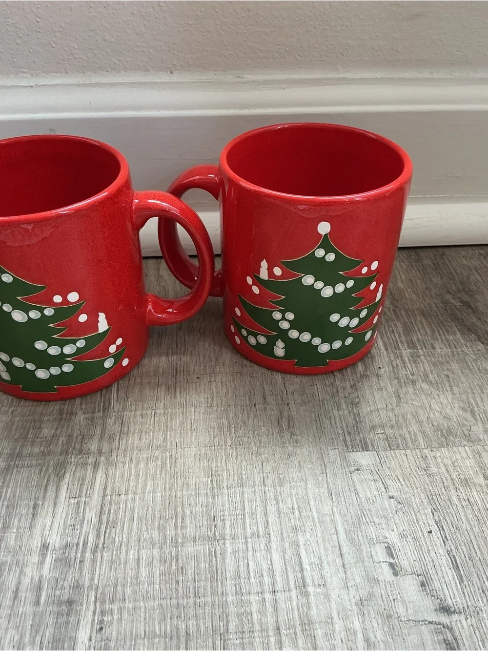 Lot of 8 Vintage Waechtersbach Christmas Tree Red Mugs Cups West Germany Vtg
